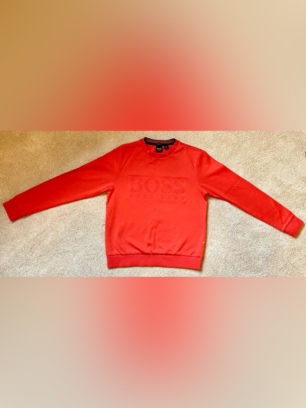 Hugo Boss Slim Fit Sweatshirt • Bright Orange • Size Small/Petite